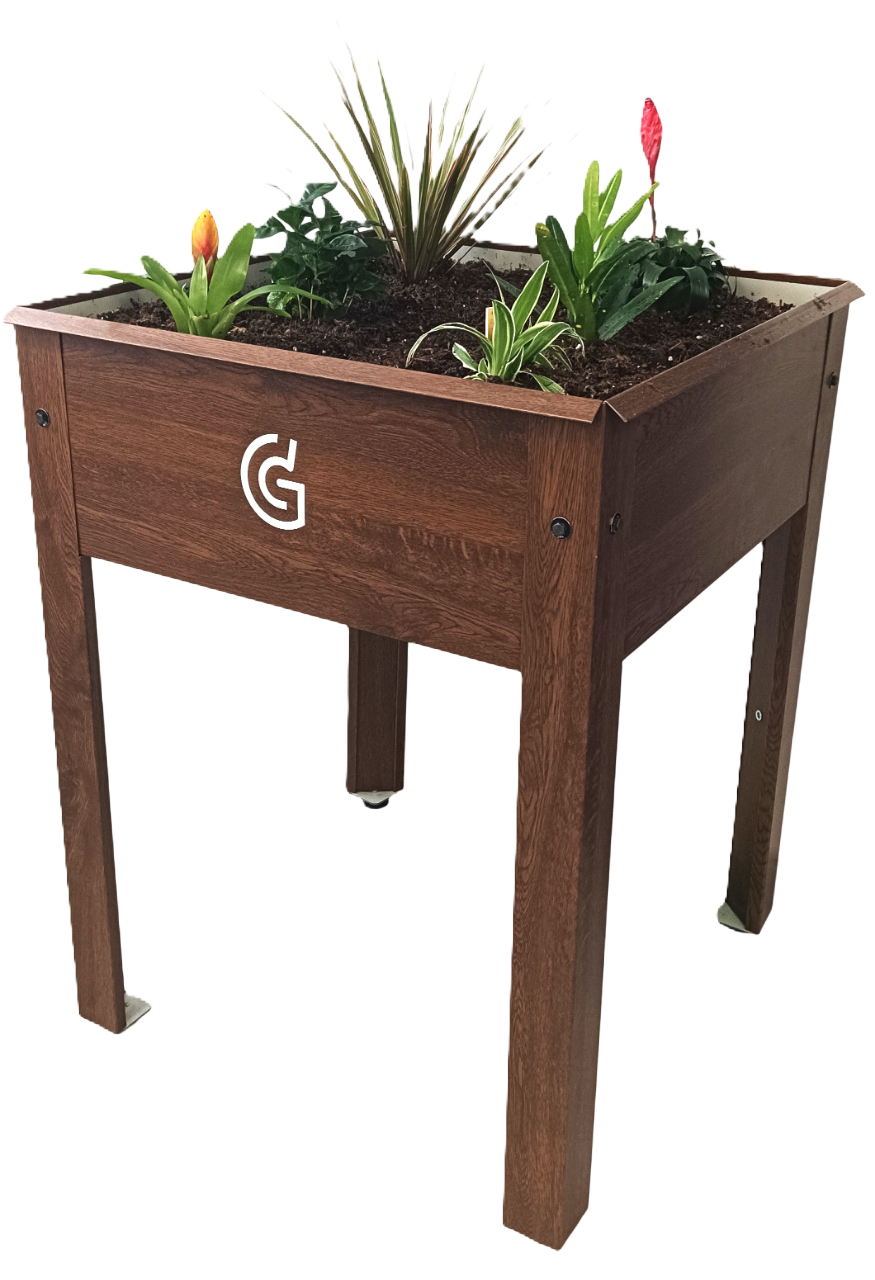 Mesa de Cultivo Nova 60×60 – Chapa Galvanizada con Recubrimiento Vinílico de Imitación Madera