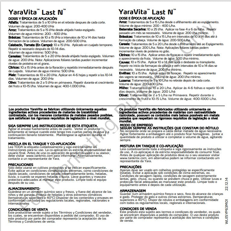 YaraVita™ LAST N - Fertilizante nitrogenado