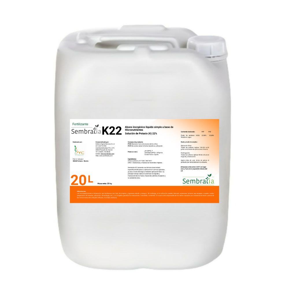 Sembralia K22 - Potasa Líquida foliar y fertirrigación